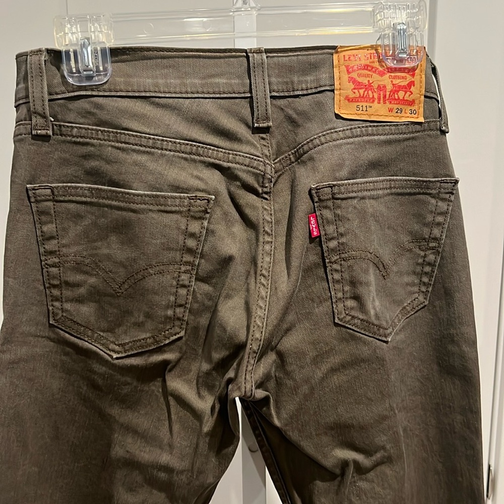Levi Strauss 511 29x30 Olive Green Coated Stretch Denim